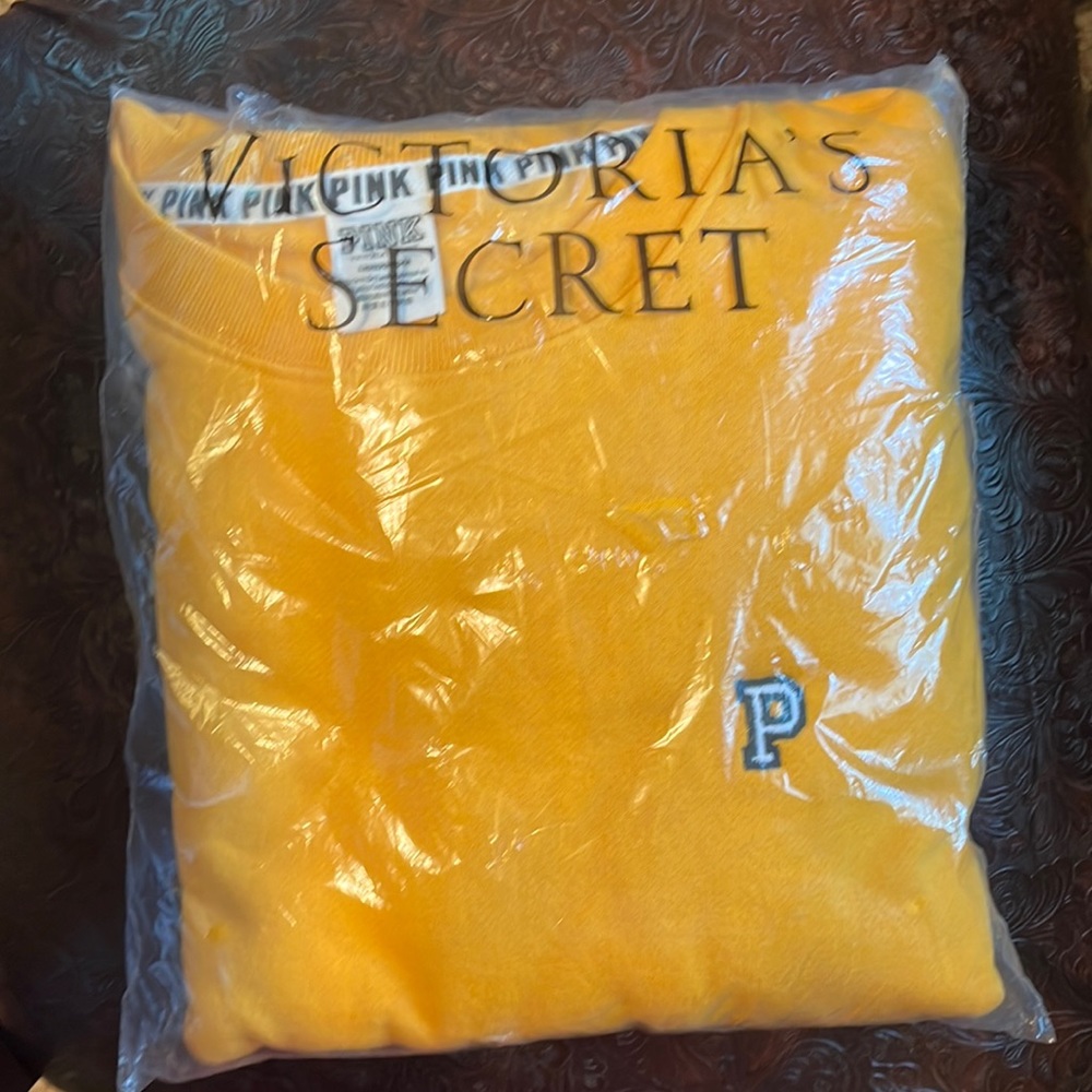 Golden Yellow Victoria’s Secret PINK college crew sweater